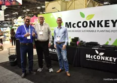 The team of McConkey presenting their post consumer PET planting pot. “We are the only company in North America that produces 100% post consumer RPET pots.”